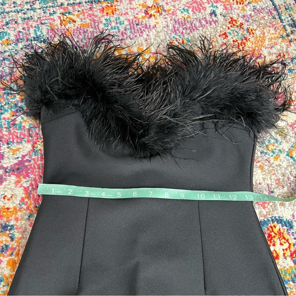 NWT Catchall Naomi Black Strapless Feather Trimmed Bandage Maxi Bodycon Dress - Picture 15 of 16